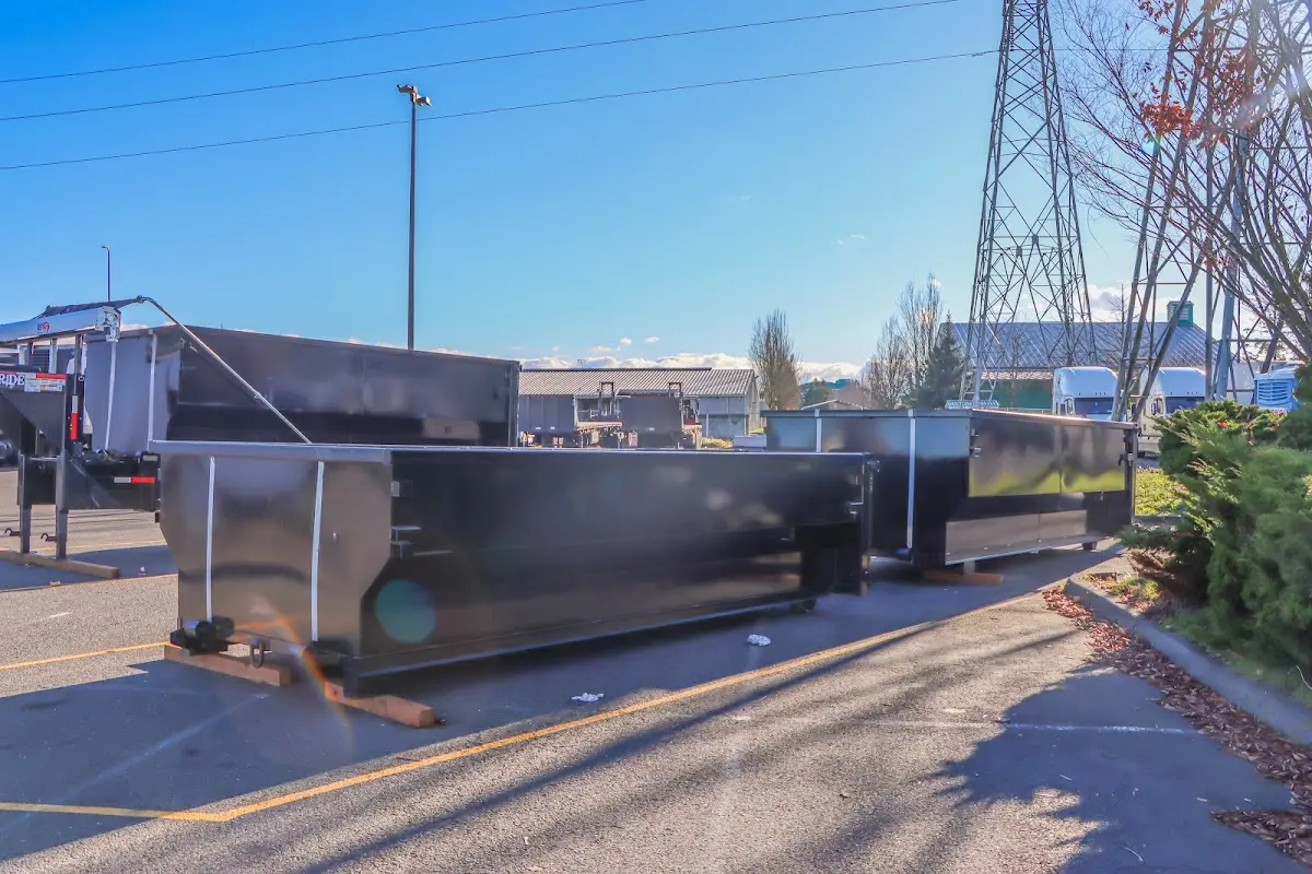 Roll-off dumpster ready for waste disposal at job site for 4 Yard Dumpster Rental in Ulysses